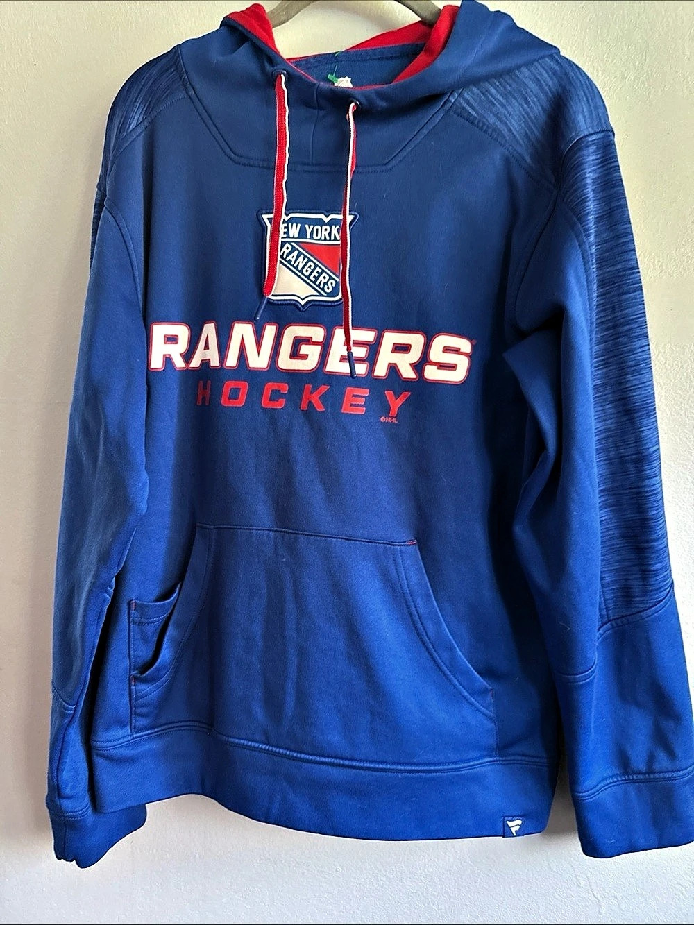 Fanatics New York Rangers Authentic Pro Rink NHL Hockey Pullover Hoodie Blue & R